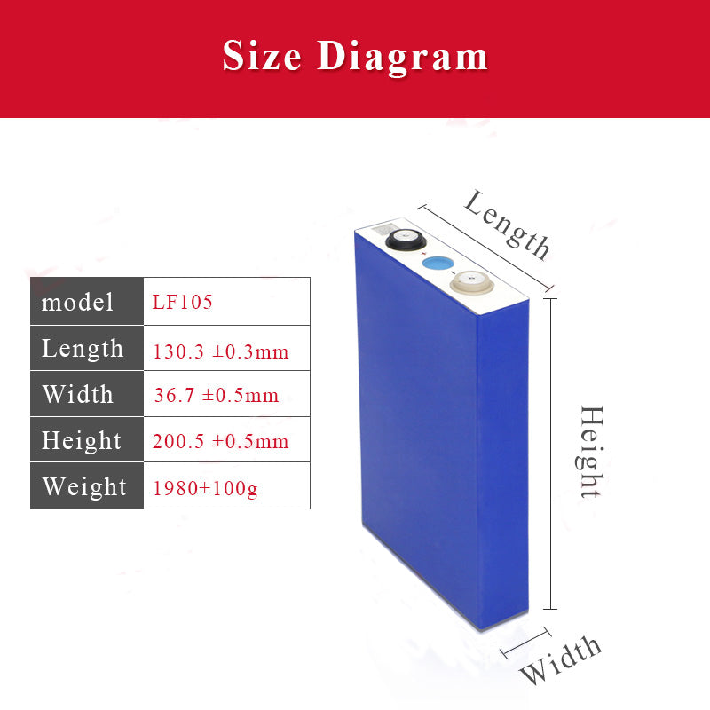 EVE LF105 3.2V LiFePO4 105Ah Battery - (Pack of 4)